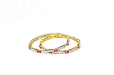 White & Fuchsia AD Bangles