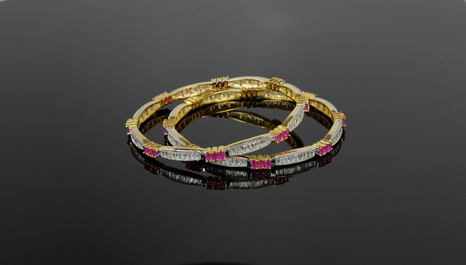 White & Fuchsia AD Bangles