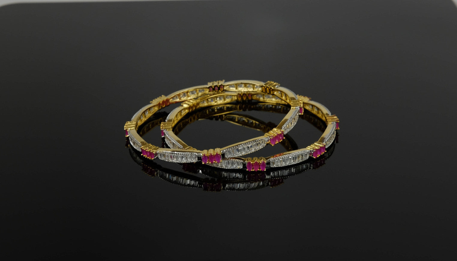 White & Fuchsia AD Bangles