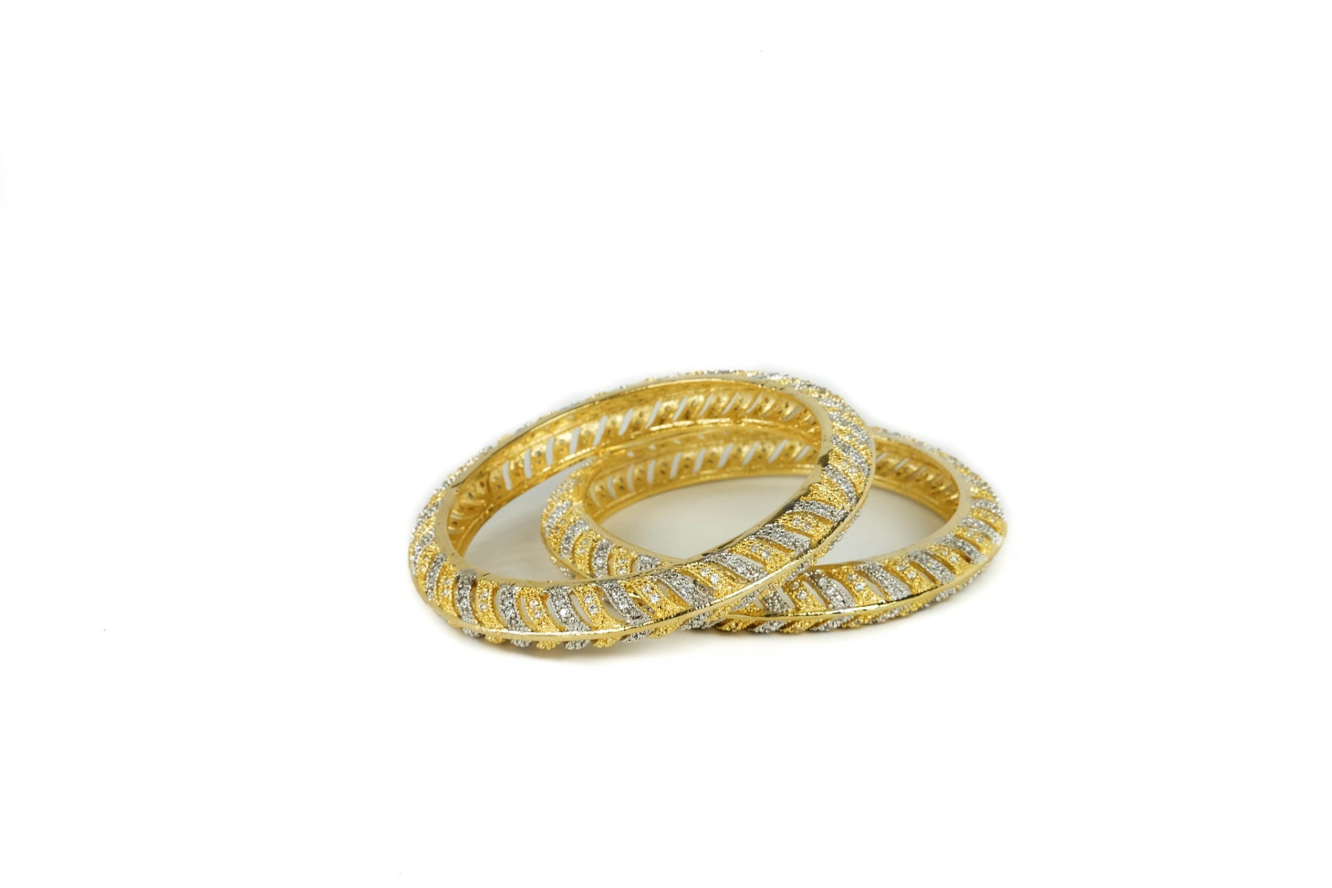 Antique Gold and Silver Stone Kada (Pair)