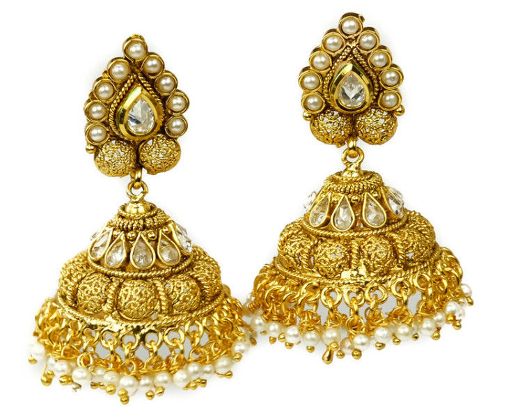 Punjabi Antique Gold Plated Kundan Set