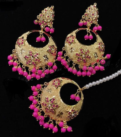 Pink Earring Tikka Set
