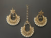 Gold Finished Kundan Chand Bali Earring Tikka Set