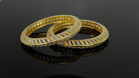 Antique Gold and Silver Stone Kada (Pair)